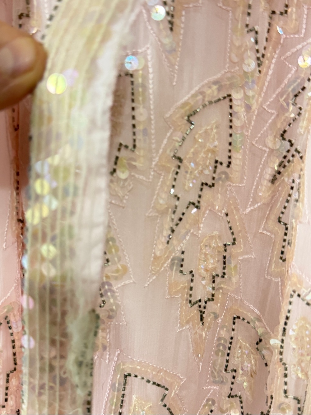 Vintage 80s Scala 100% Silk Beaded Sequin Cocktail Dress Blush Pink Sz S - Picture 6 of 11